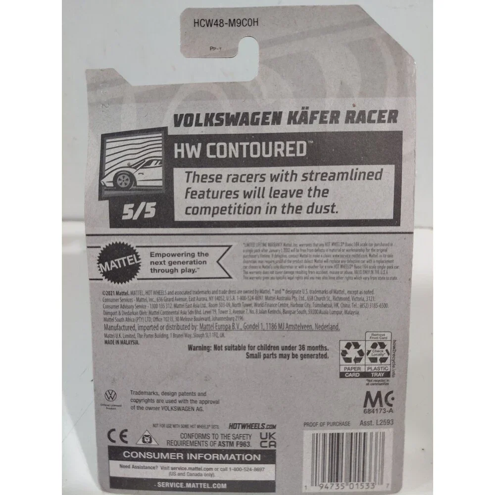 NIP Hot Wheels Contoured 1:64 Die Cast Volkswagen Beetle Kafer Racer